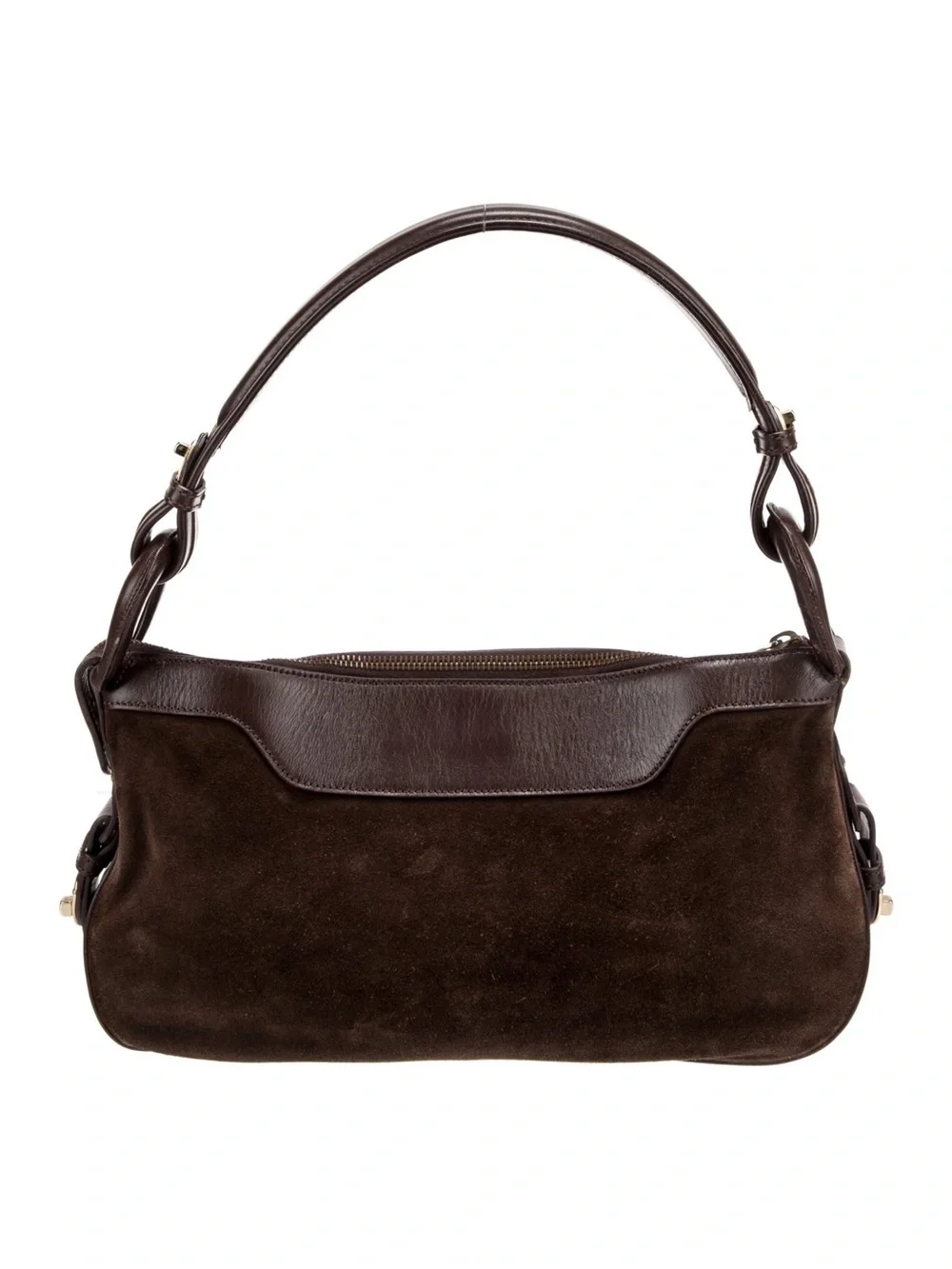 Jimmy Choo Dark Brown Suede & Leather Shoulder Bag